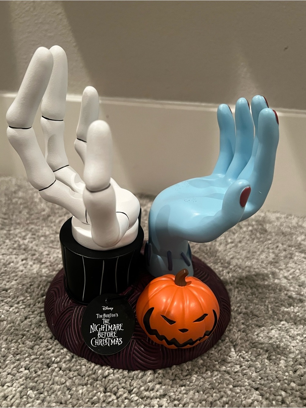 Bath & Body Works Jack Skellington & Sally Hands Pedestal 3-Wick Candle Holder